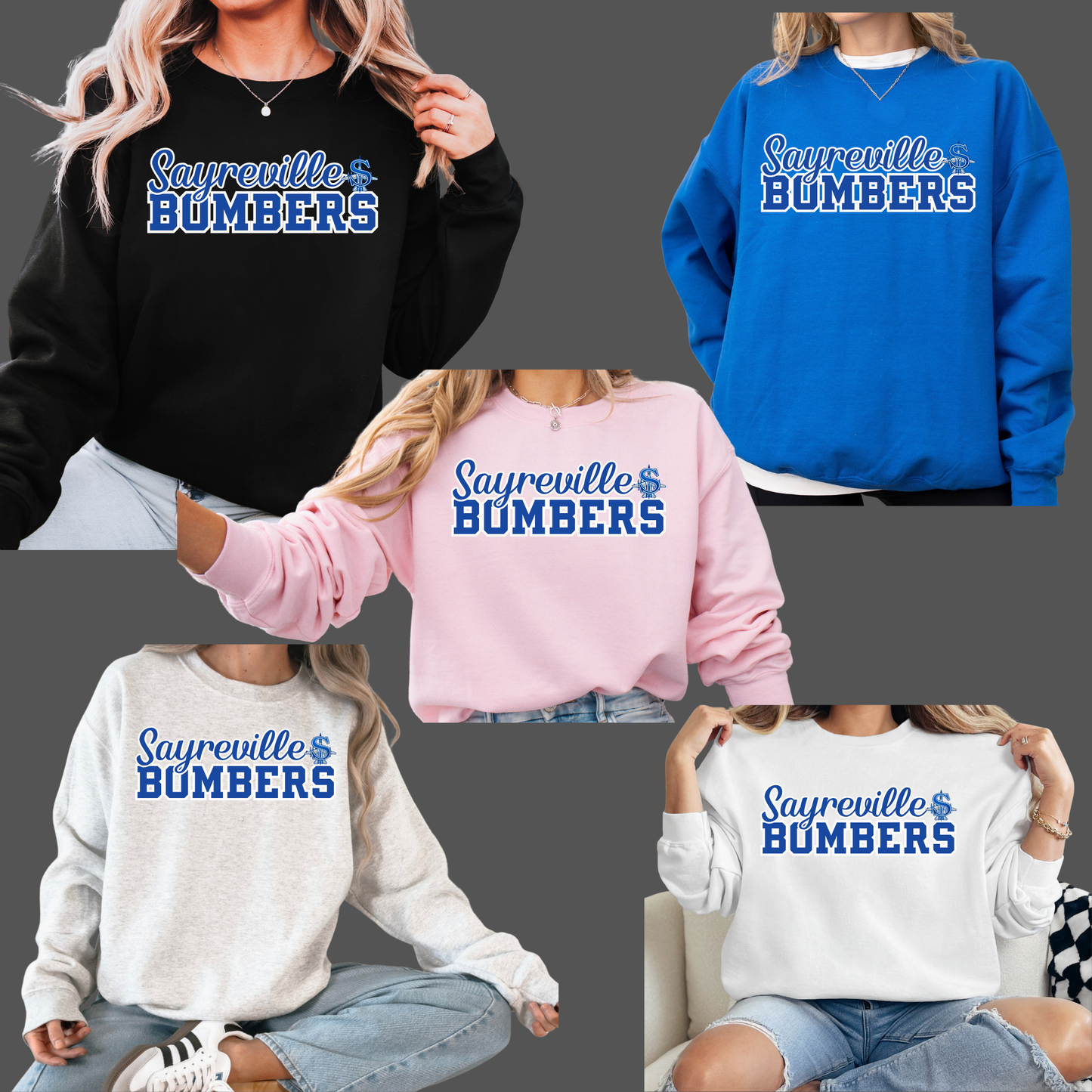 Wrestling 014 - SAYREVILLE BOMBERS (script) -  Tee- Shirt - Crewneck Sweatshirt or Hooded Sweatshirt