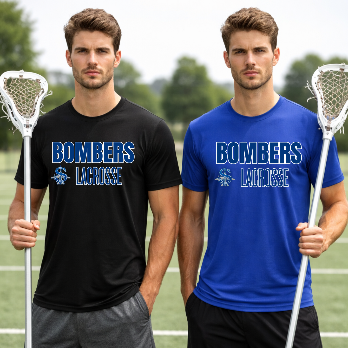 LAX- Bomber Lacrosse (Royal Blue)- Crewneck Sweatshirt or Hooded Sweatshirt or Tee Shirt