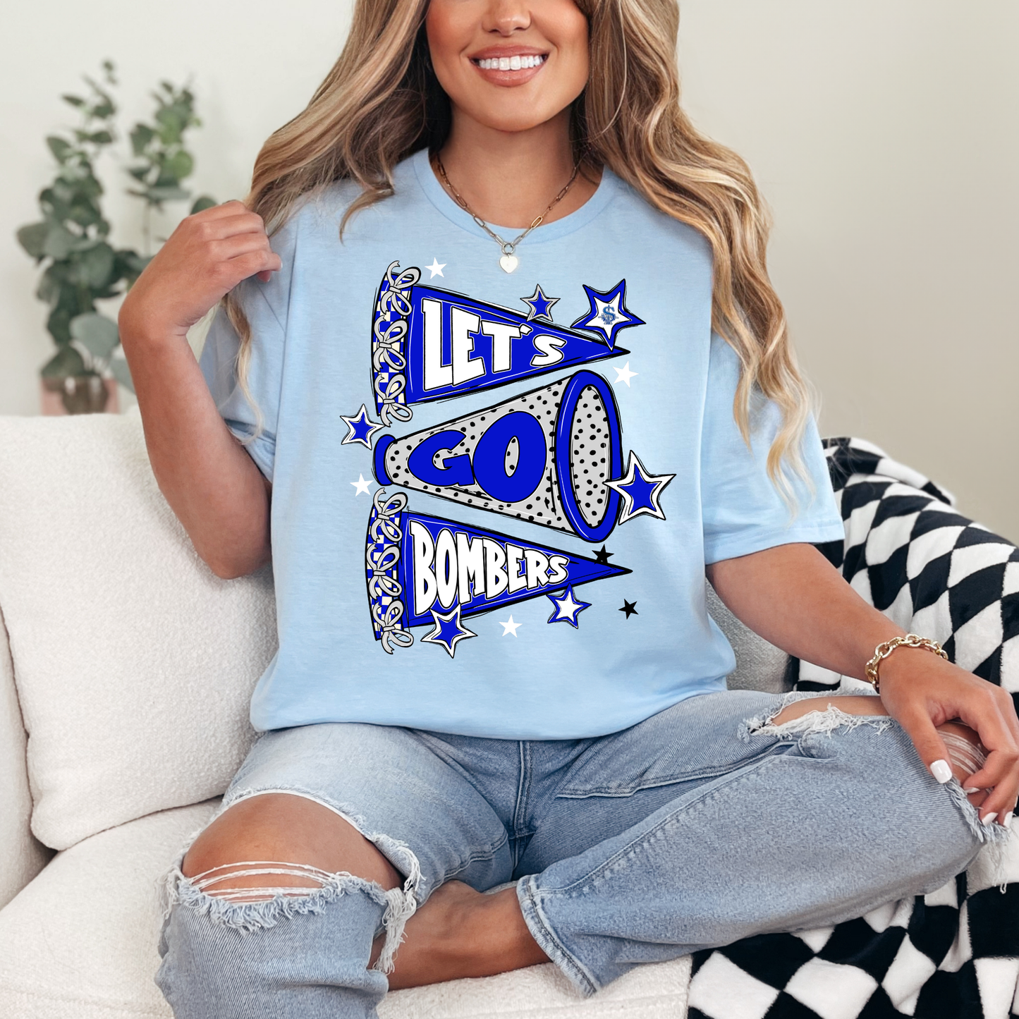 Soccer 027-LET'S GO BOMBERS FLAGS BLUE- Tee shirt