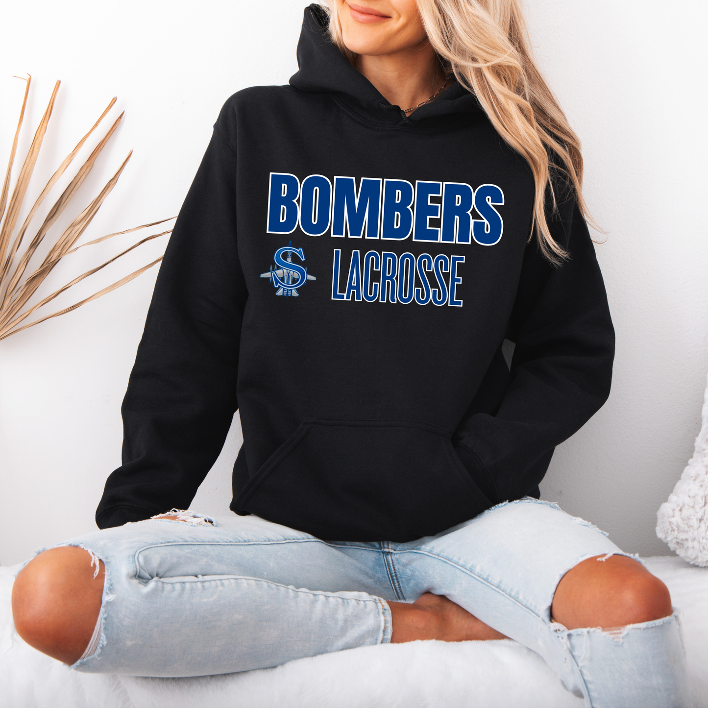 LAX- Bomber Lacrosse (Royal Blue)- Crewneck Sweatshirt or Hooded Sweatshirt or Tee Shirt