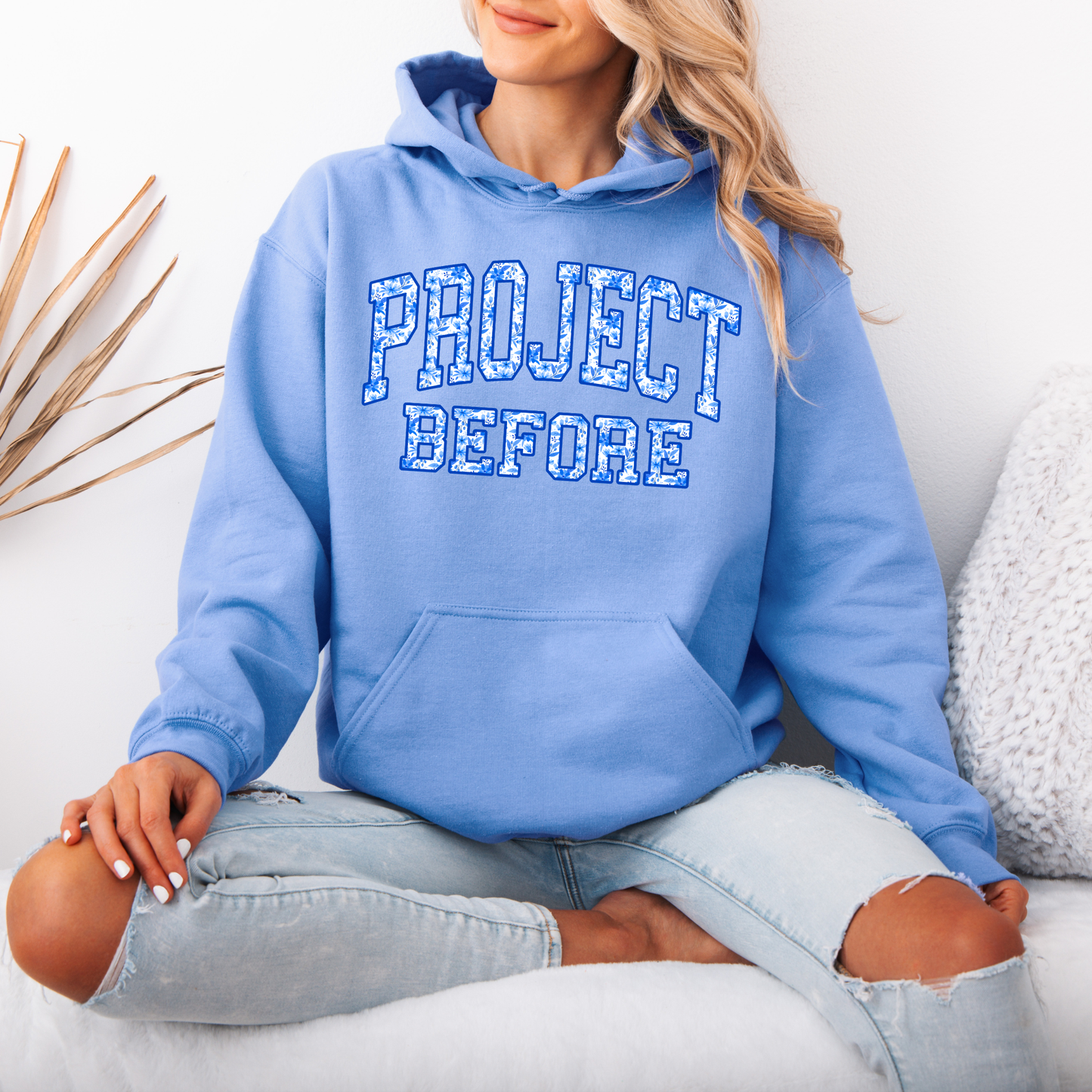 Project Before - Blue Floral design- Tee-shirt - Crewneck or Hooded Sweatshirt