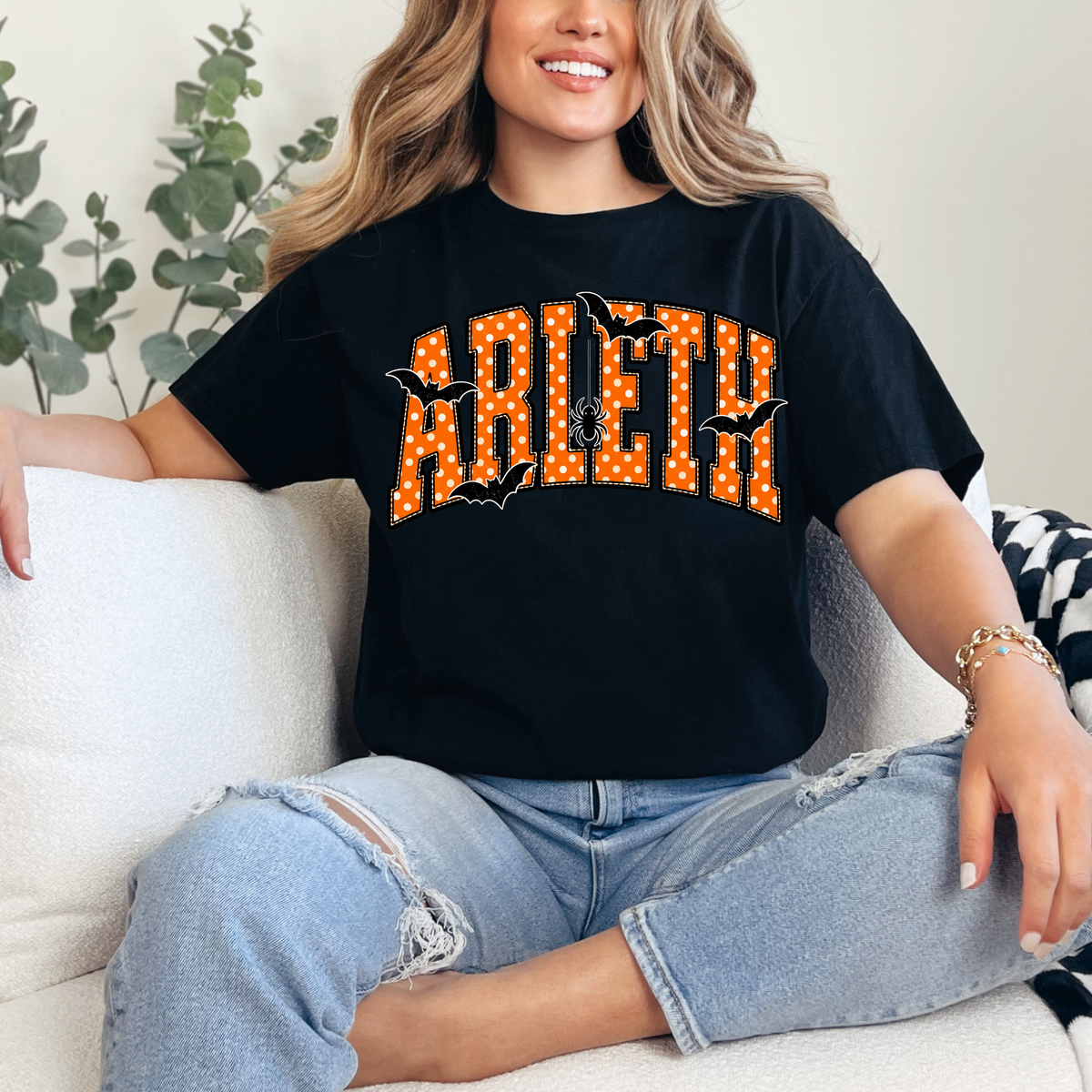 Arleth 024 - ARLETH (Halloween polka dot design) Tee Shirt, Crew neck Sweatshirt, or Hooded Sweatshirt