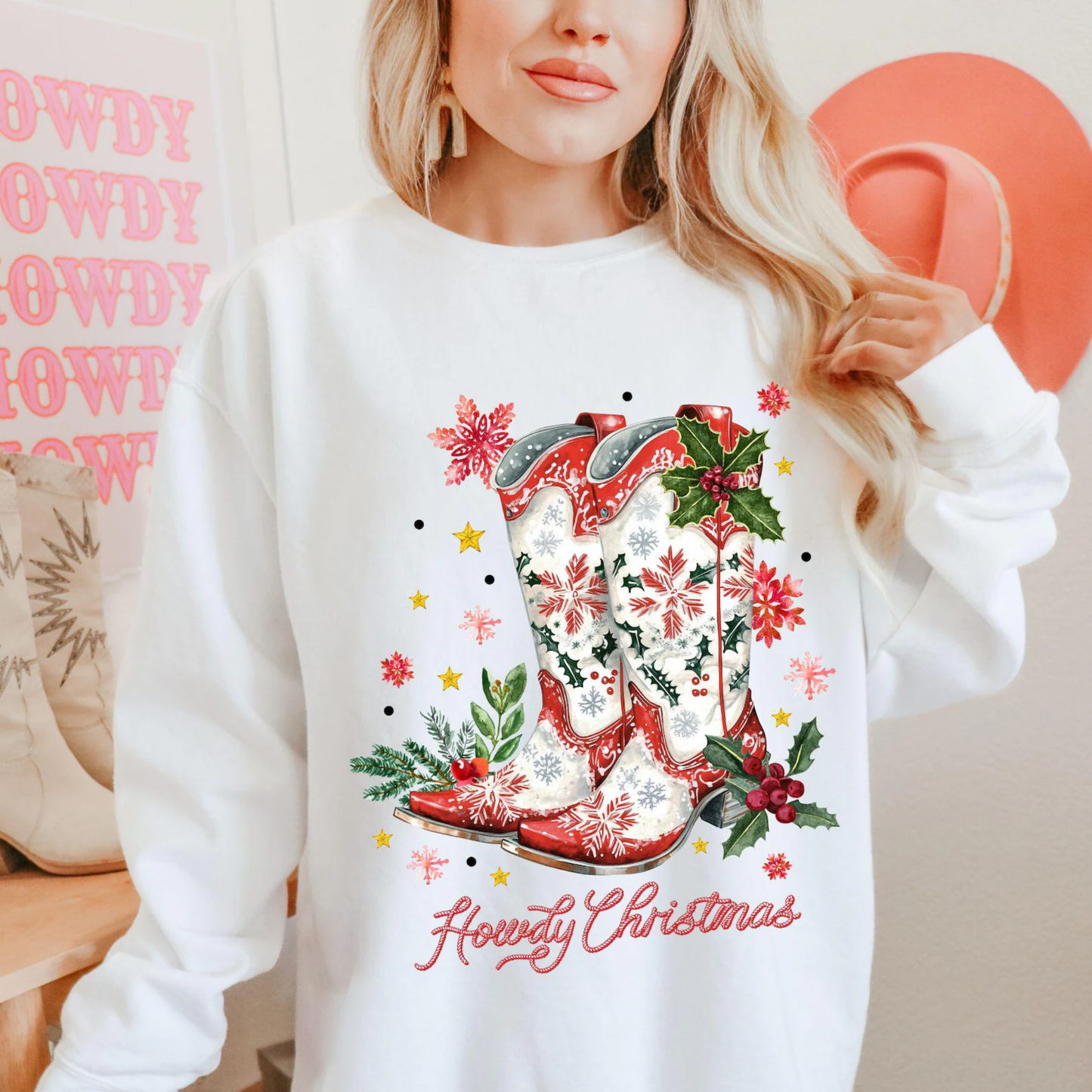 034 - Howdy Christmas - Tee-shirt - Crewneck or Hooded Sweatshirt