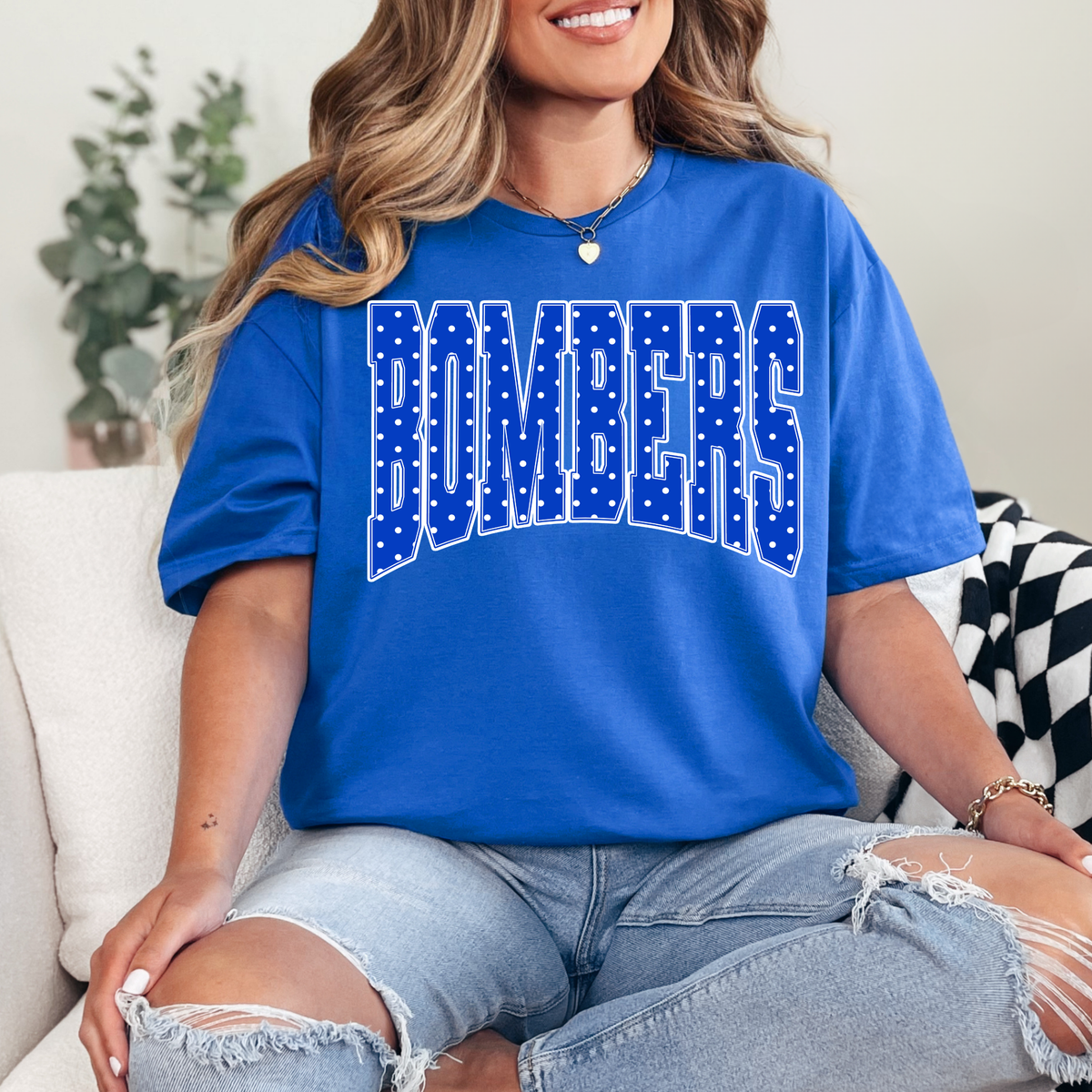 New 003 - Blue polka dot design -Tee Shirt, Crew neck Sweatshirt, or Hooded Sweatshirt
