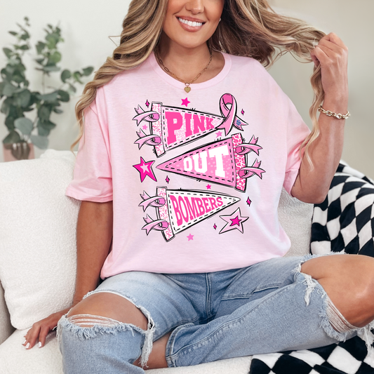 Soccer 015 - BOMBERS - Pink Out Bombers Pink Banner Flags - Tee shirt