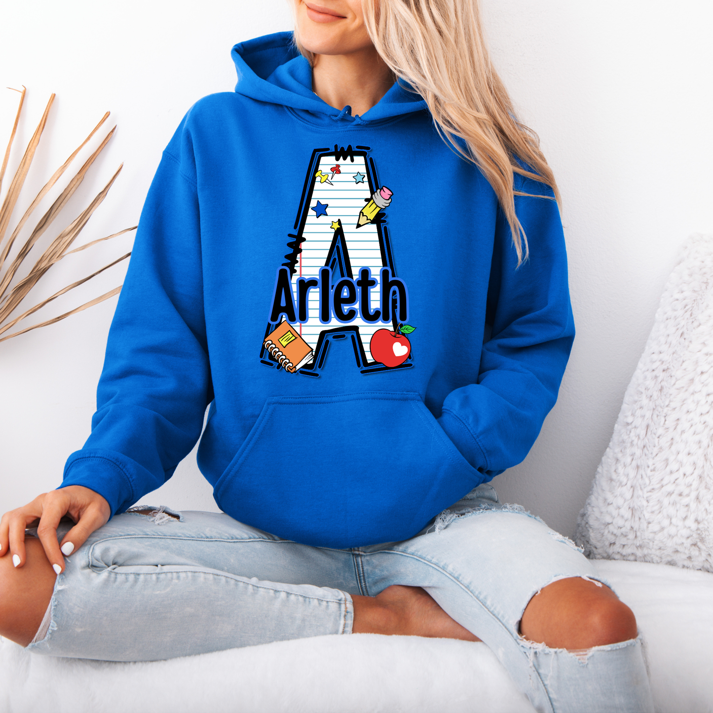 Arleth - 010 - Letter A (school style) - HOODED SWEATSHIRT