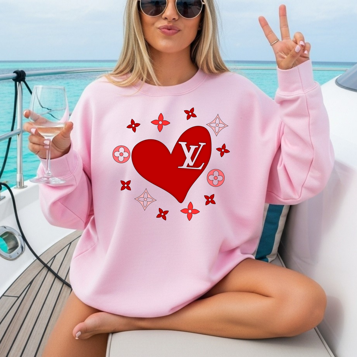 Designer RED heart - Tee-shirt - Crewneck or Hooded Sweatshirt