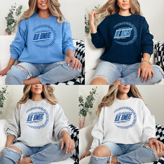 Blue Bombers - Ball Stitch Ball Design - Fleece Crew Neck Sweatshirt