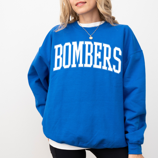 Volleyball 018 -BOMBERS Apparel- White Bomber logo -Fleece Crewneck Sweatshirt