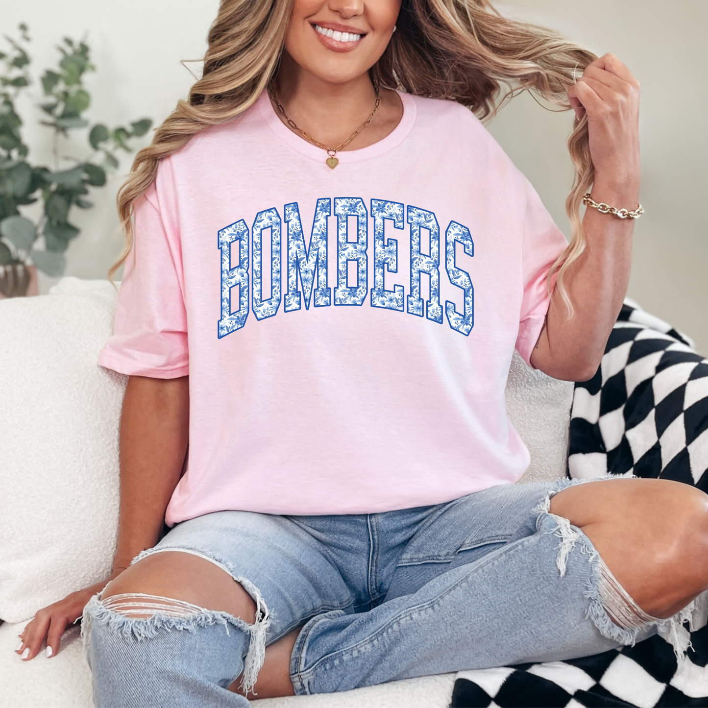 Volleyball 029- BOMBERS - BLUE FLORAL TEESHIRT