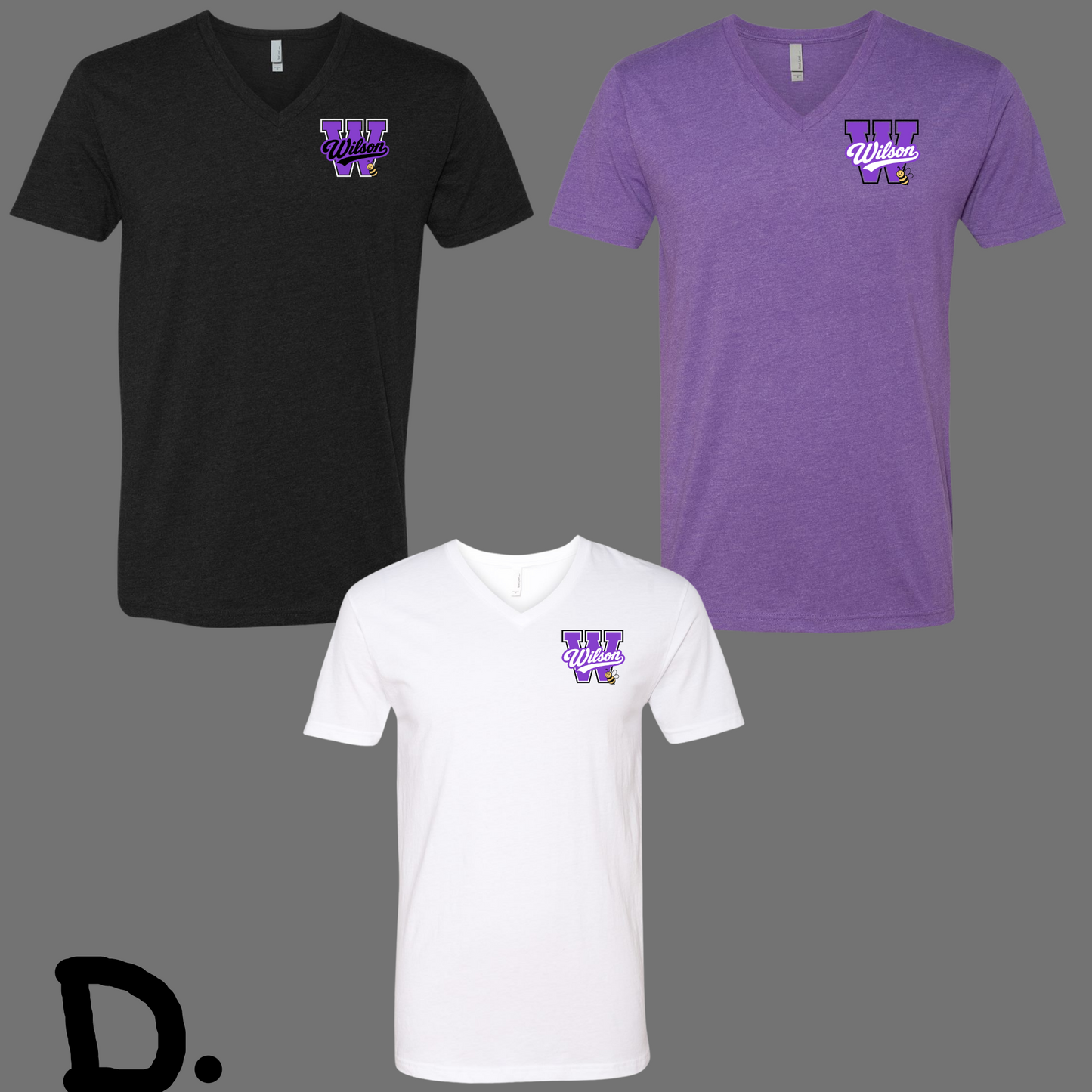 Wilson 005 - All Wilson Logos - V Neck Tee Shirt - Soft style