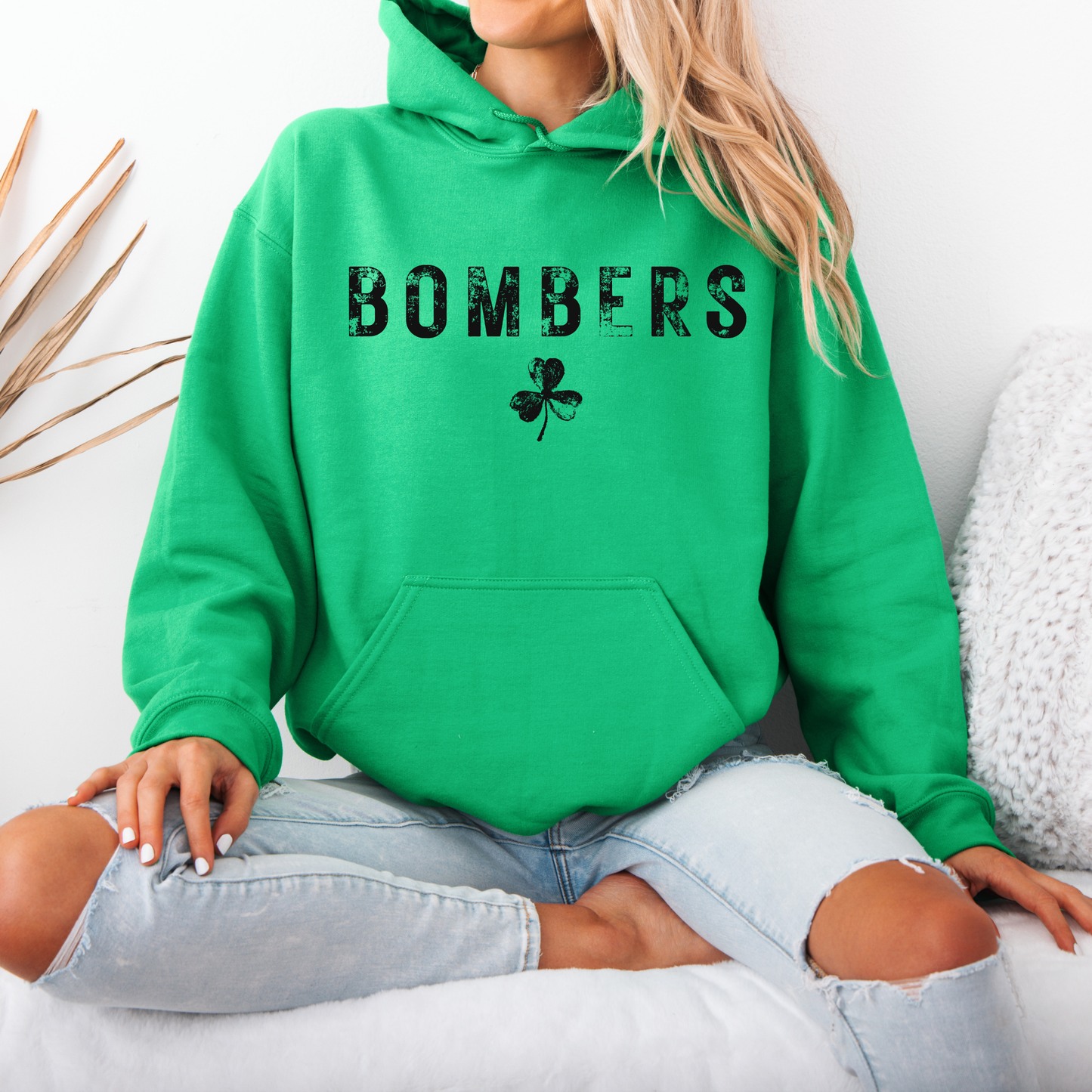 BOMBERS (wording & shamrock only)- Crewneck Sweatshirt or Hooded Sweatshirt or Tee Shirt