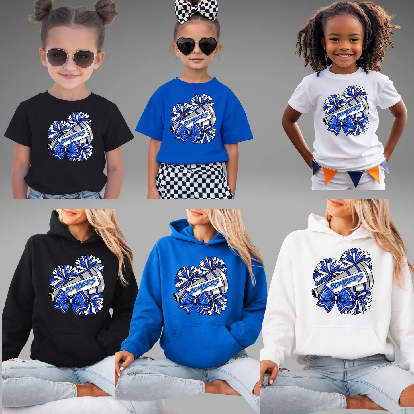 BGB 023 - BOMBERS (cheer design) - Crewneck Sweatshirt or Hooded Sweatshirt or Tee Shirt