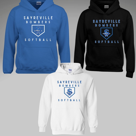 Softball 006 -Sayreville Bombers Softball - Heavy Blend - Fleece Hooded Sweatshirt