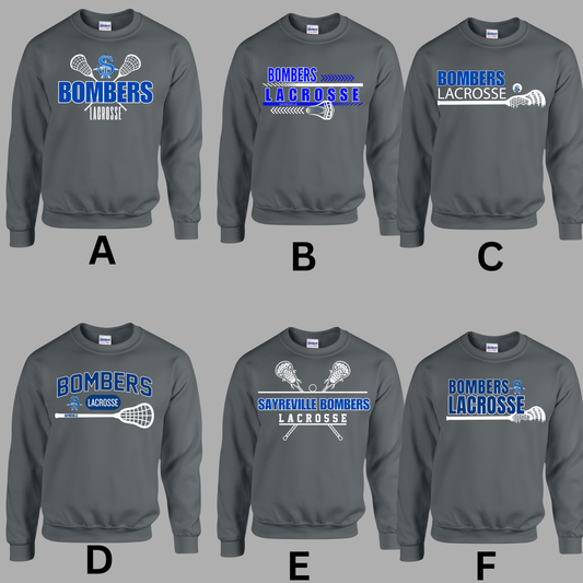 LAX 012 - Crewneck Sweatshirt - Cotton/Fleece Blend - Black, Charcoal Gray or Royal Blue