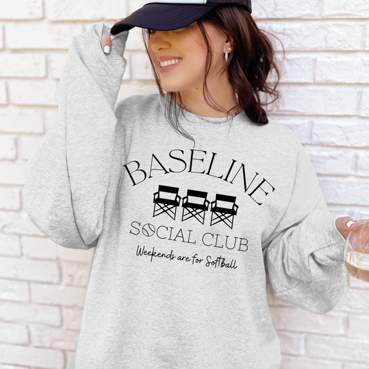BB 036- Baseline Social Club.  Fleece Crewneck Sweatshirt (YOUTH & ADULT)