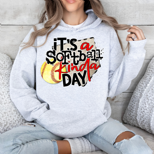 BB 041 - It's a Softball Kinda Day Hooded Sweatshirt -   Fleece Hooded Sweatshirt (YOUTH & ADULT)