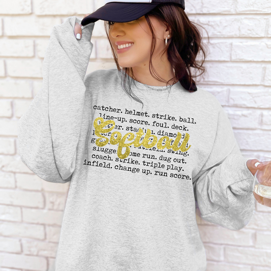 BB 038- Softball.  Fleece Crewneck Sweatshirt (YOUTH & ADULT)