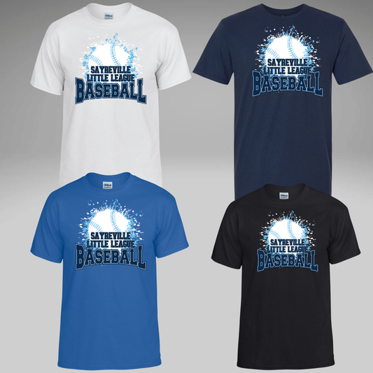 SLL - Sayreville Little League BASEBALL Splatter - Crewneck Sweatshirt or Hooded Sweatshirt or Tee Shirt