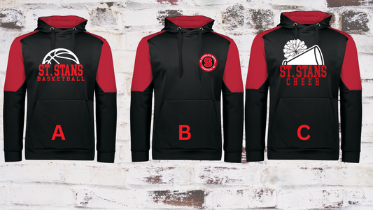 007-Adult & Youth Unisex Hooded two colored Dri Fit Sweatshirt - Black and Red