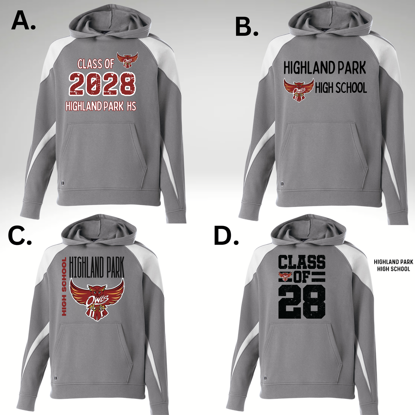 HPHS 014 - Holloway Hooded Sweatshirt - Fleece/Heavy Blend - Unisex - Grey and White
