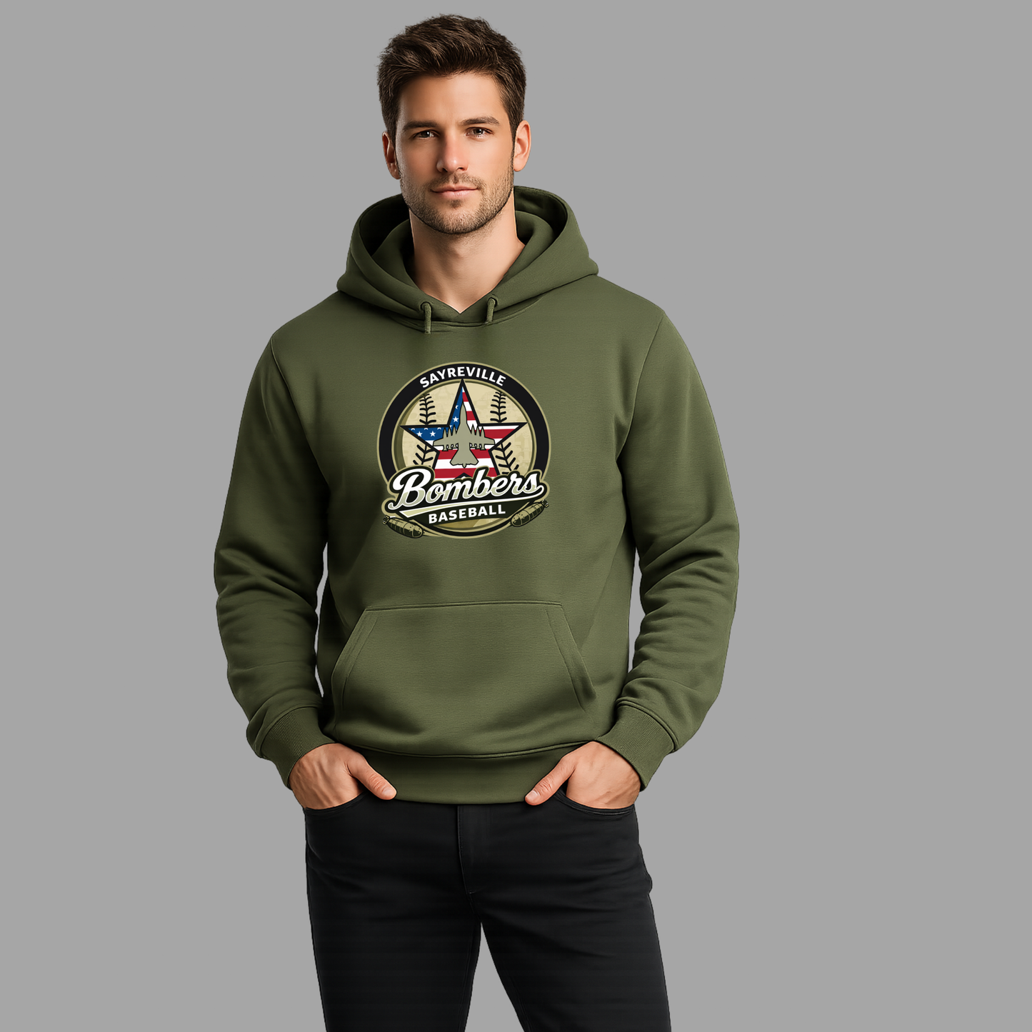 012 - Baseball- Military Baseball Logo - (Tee- Shirt - Crewneck Sweatshirt or Hooded Sweatshirt)