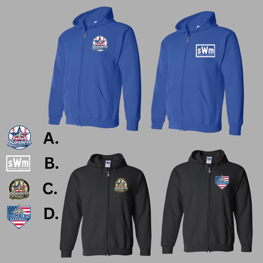 019 Baseball - Full ZIP Hooded Sweatshirt - let me know in notes if you want Royal or Black