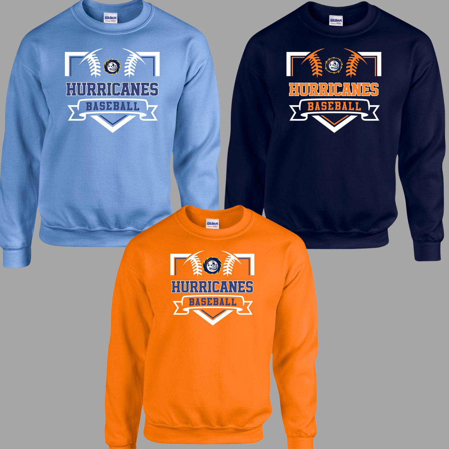 Hurricanes - Hurricanes Baseball Homeplate - Fleece Crew Neck Sweatshirt