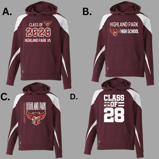 HPHS 015 - Holloway Hooded Sweatshirt - Fleece/Heavy Blend - Unisex - Maroon and White