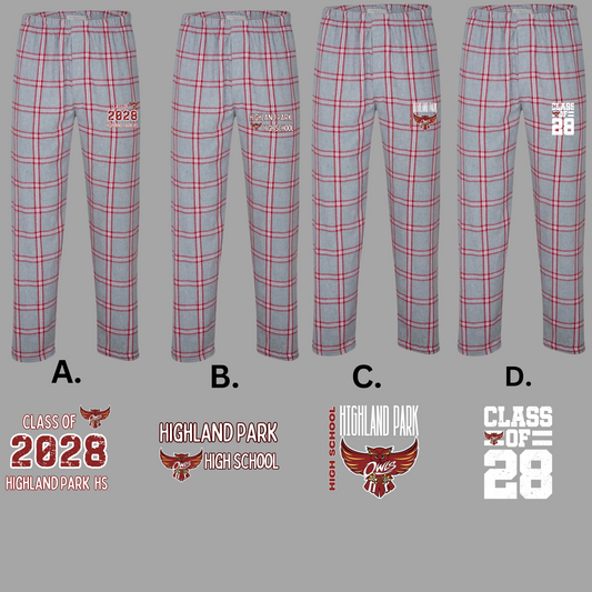HPHS 016-Box craft Flannel PJ Pants with Pockets - Unisex Maroon/White/Gray Plaid