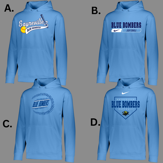 BB 022- ADULT -Augusta - Performance Dri Fit Fleece Hooded Sweatshirt - CAROLINA BLUE