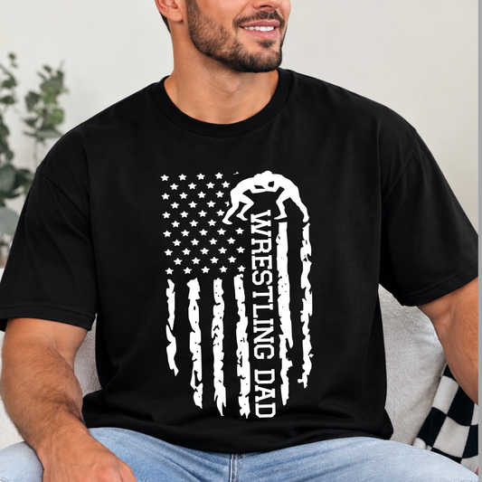Rec Wrestling 015 - Wrestling Dad - Tee Shirt, Crew neck Sweatshirt, or Hooded Sweatshirt
