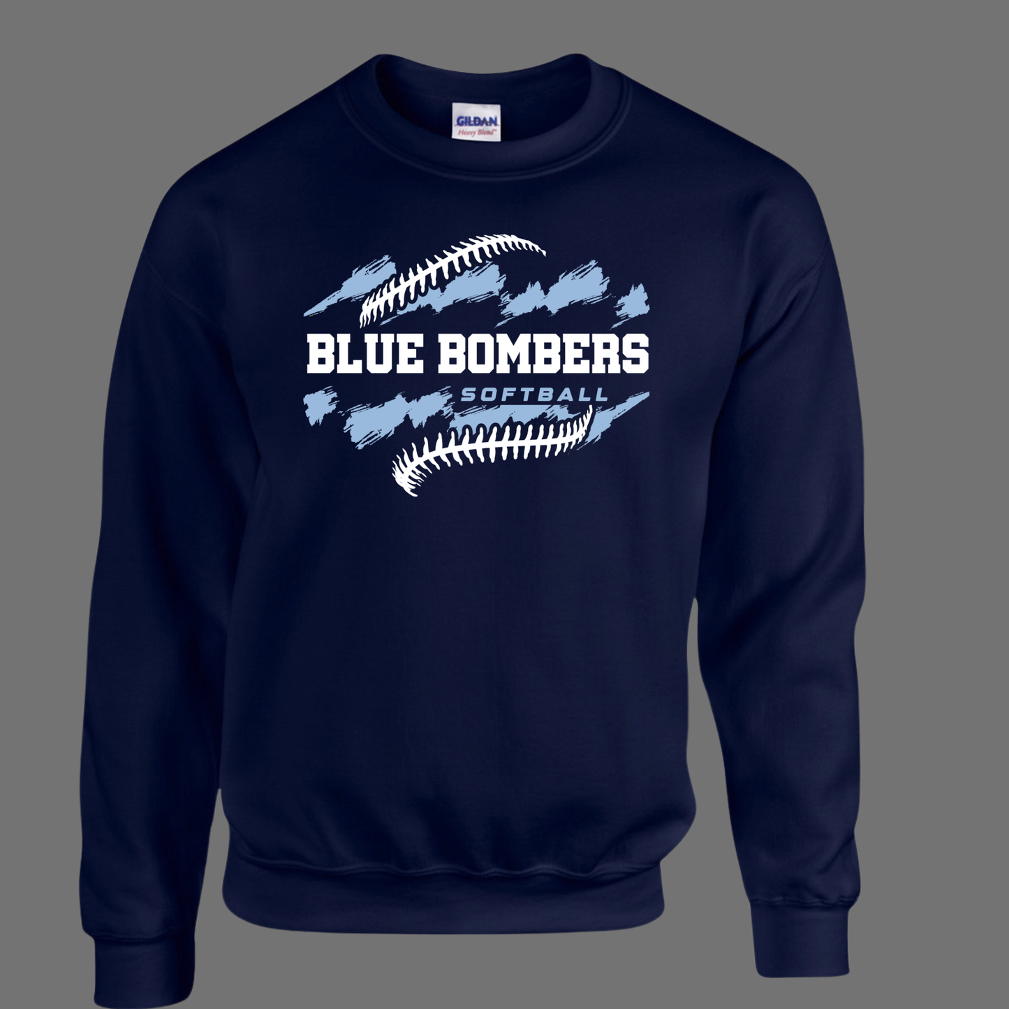 Blue Bombers -Blue/White Sayreville Blue Bombers - Fleece Crew Neck Sweatshirt