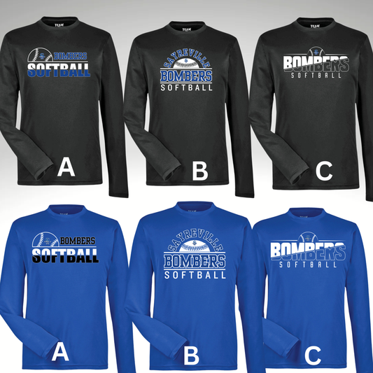 Softball 004 -Adult & Youth Unisex Performance Long Sleeve Shirt (Dri Fit)