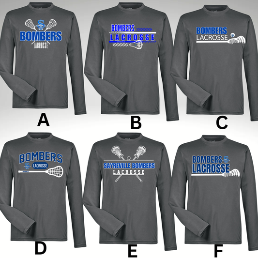 LAX 008 - Team 365 Unisex LONG SLEEVE - Performance Shirt (Dri Fit) Royal Blue, Black or Charcoal Gray