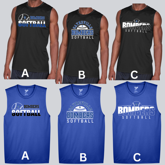Softball 013 - Men's Performance Tank Top - Dri Fit - Black, Charcoal Gray or Royal Blue