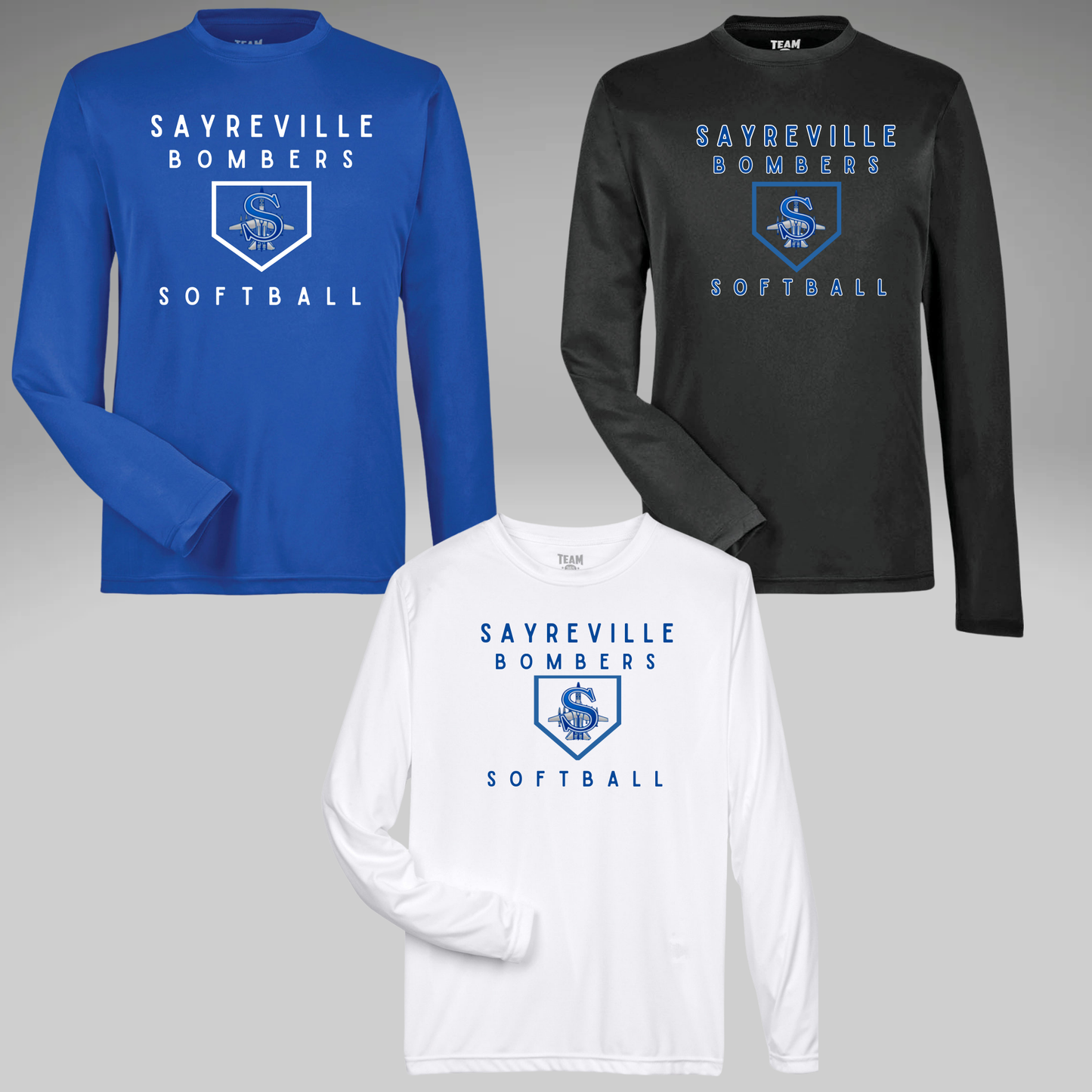 Softball 011 - Sayreville Bombers Softball - Team 365 Performance Long Sleeve Shirt (Dri Fit)