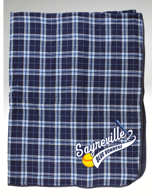 BB 051 - Blue Bombers Premium Fleece Blanket - Navy/Columbia Plaid