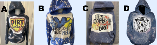 Adult & Youth Bleached Softball Hooded Sweatshirt
