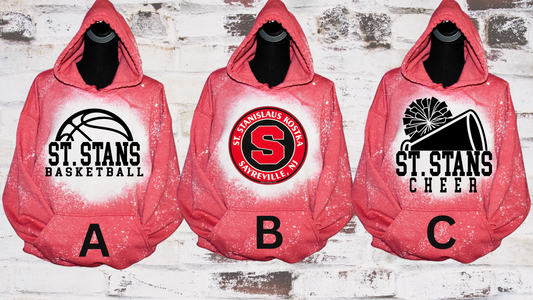 008 - BLEACHED RED Unisex Hooded Sweatshirt - Youth and Adult Sizes