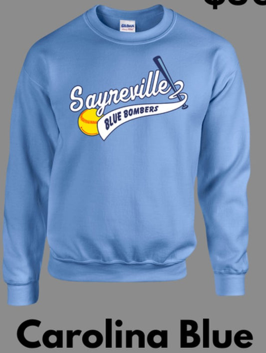 Adult & Youth - Cotton/Poly Blend Crew Neck Sweatshirt -CAROLINA BLUE