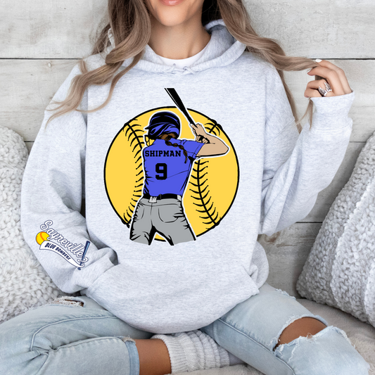 BB 040 - Customized Softball Hooded Sweatshirt -   Fleece Hooded Sweatshirt (YOUTH & ADULT)