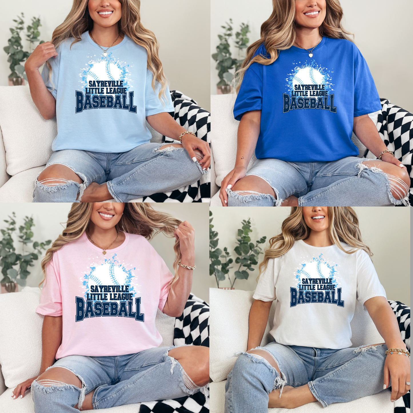 SLL - Sayreville Little League BASEBALL Splatter - Crewneck Sweatshirt or Hooded Sweatshirt or Tee Shirt