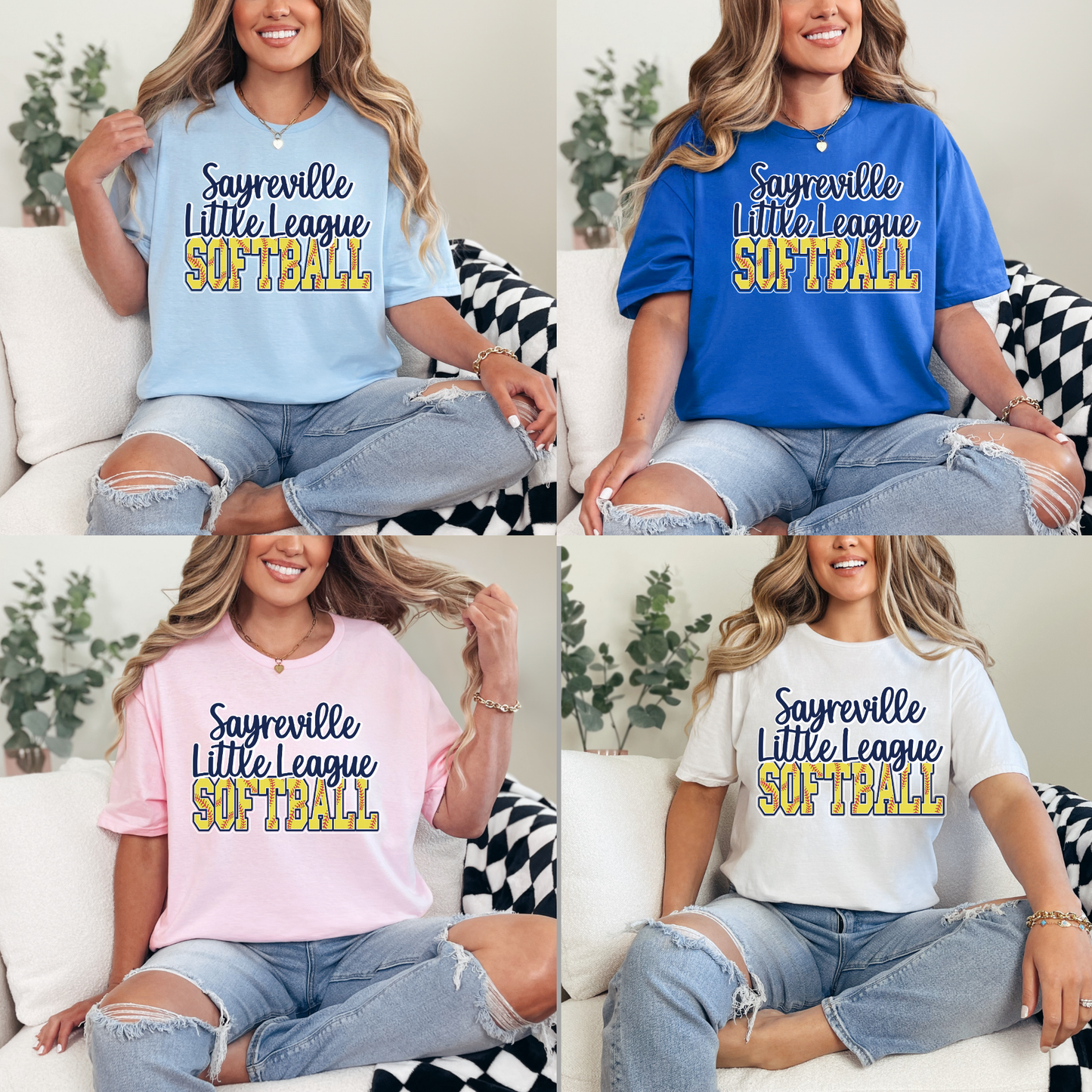 SLL - Sayreville Little League SOFTBALL Print - Crewneck Sweatshirt or Hooded Sweatshirt or Tee Shirt