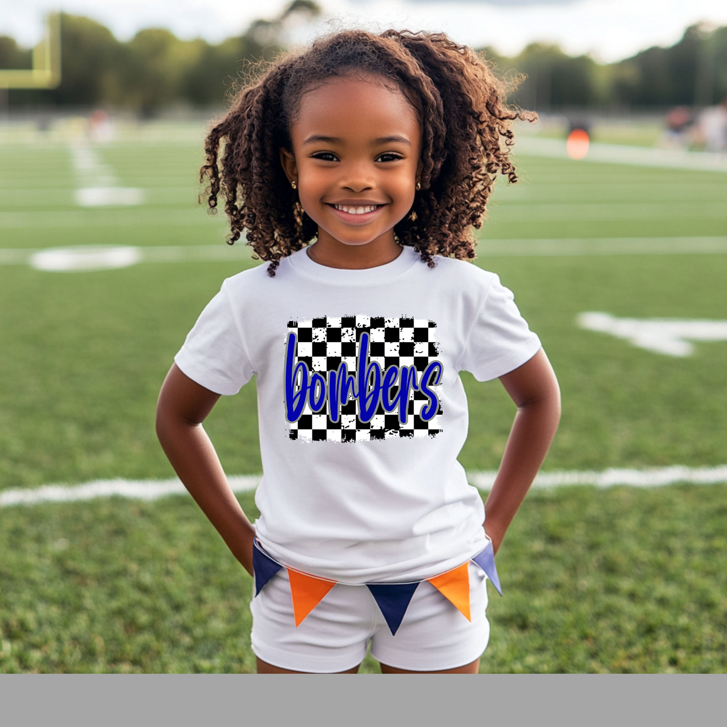 Soccer 024- BOMBERS script Checkered- Tee shirt