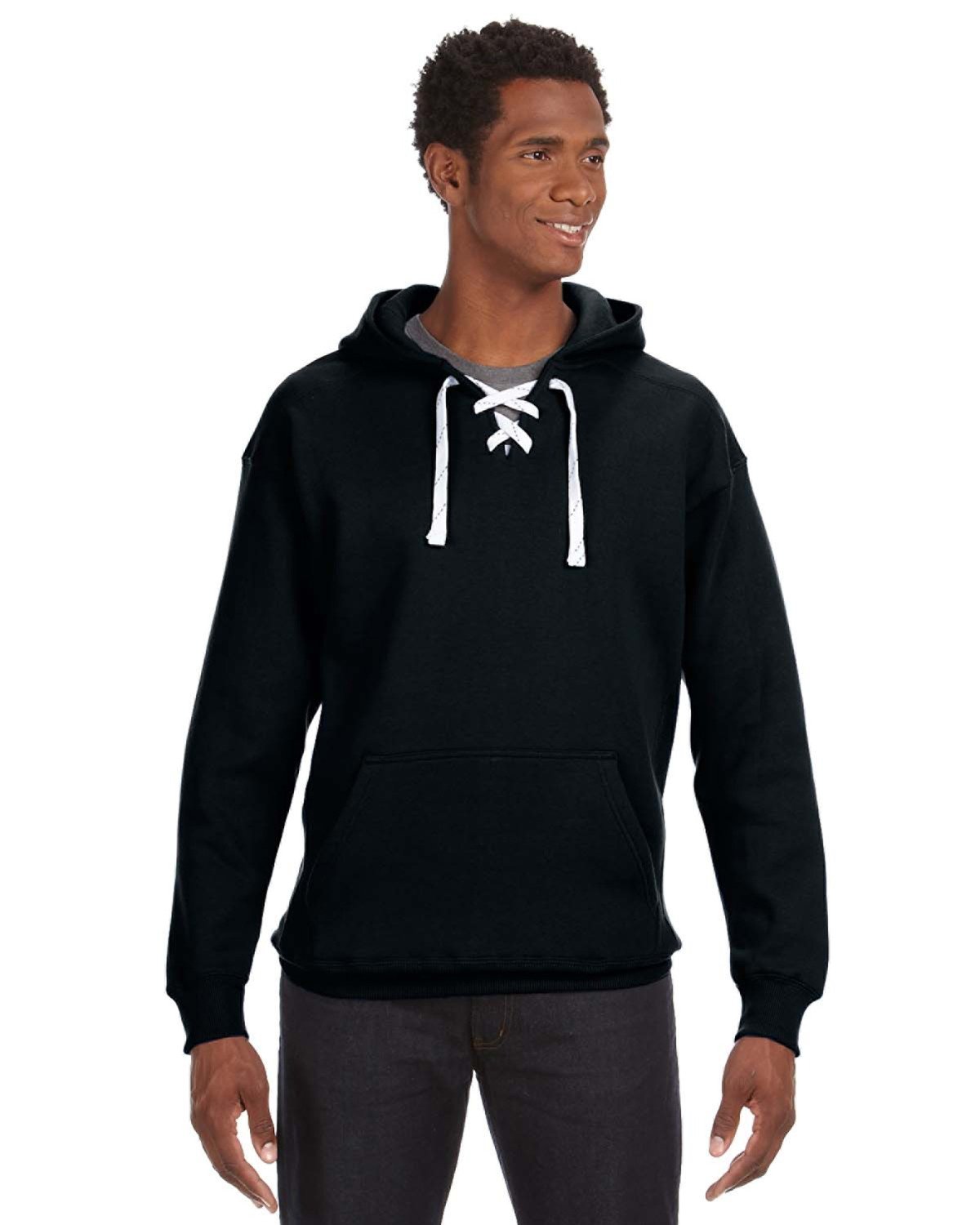 SAH 04- J America - Adult - Sport Lace Thick Hooded Sweatshirt - Black