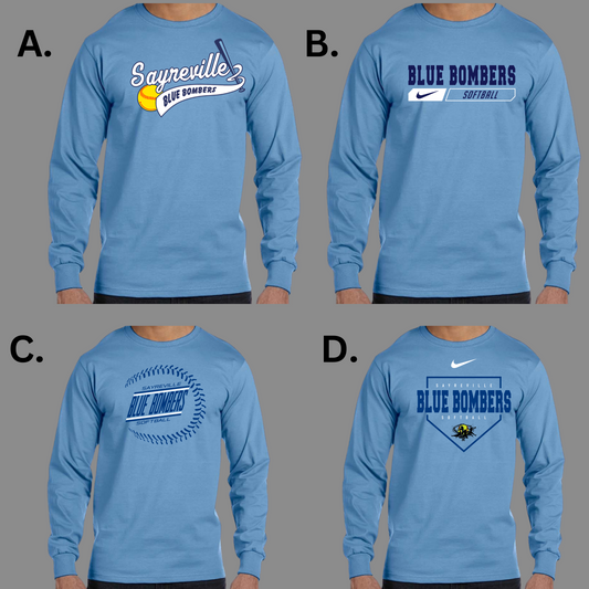 BB 031- ADULT - Long Sleeve Shirt- Cotton/Poly Blend - CAROLINA BLUE