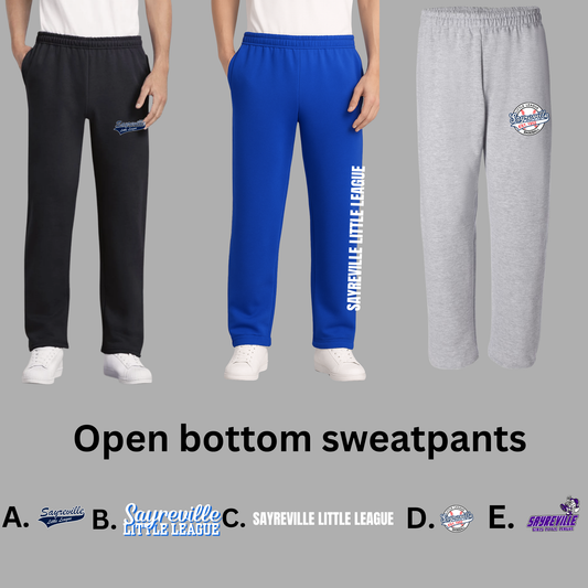 SLL - Sayreville Little League - Open Bottom Style Fleece Sweatpants