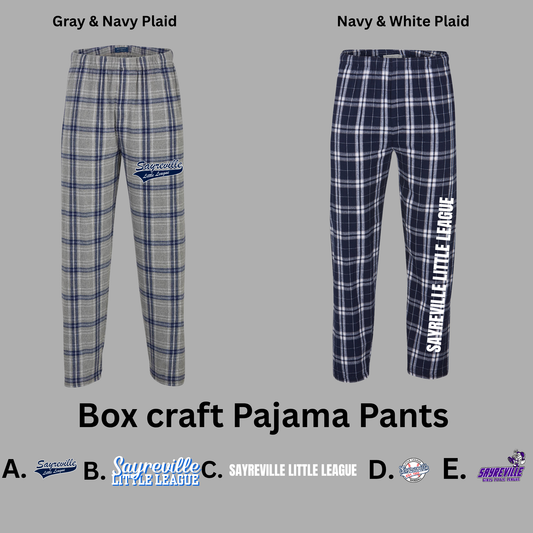 SLL - Sayreville Little League - Box craft - Flannel PJ Pants with Pockets