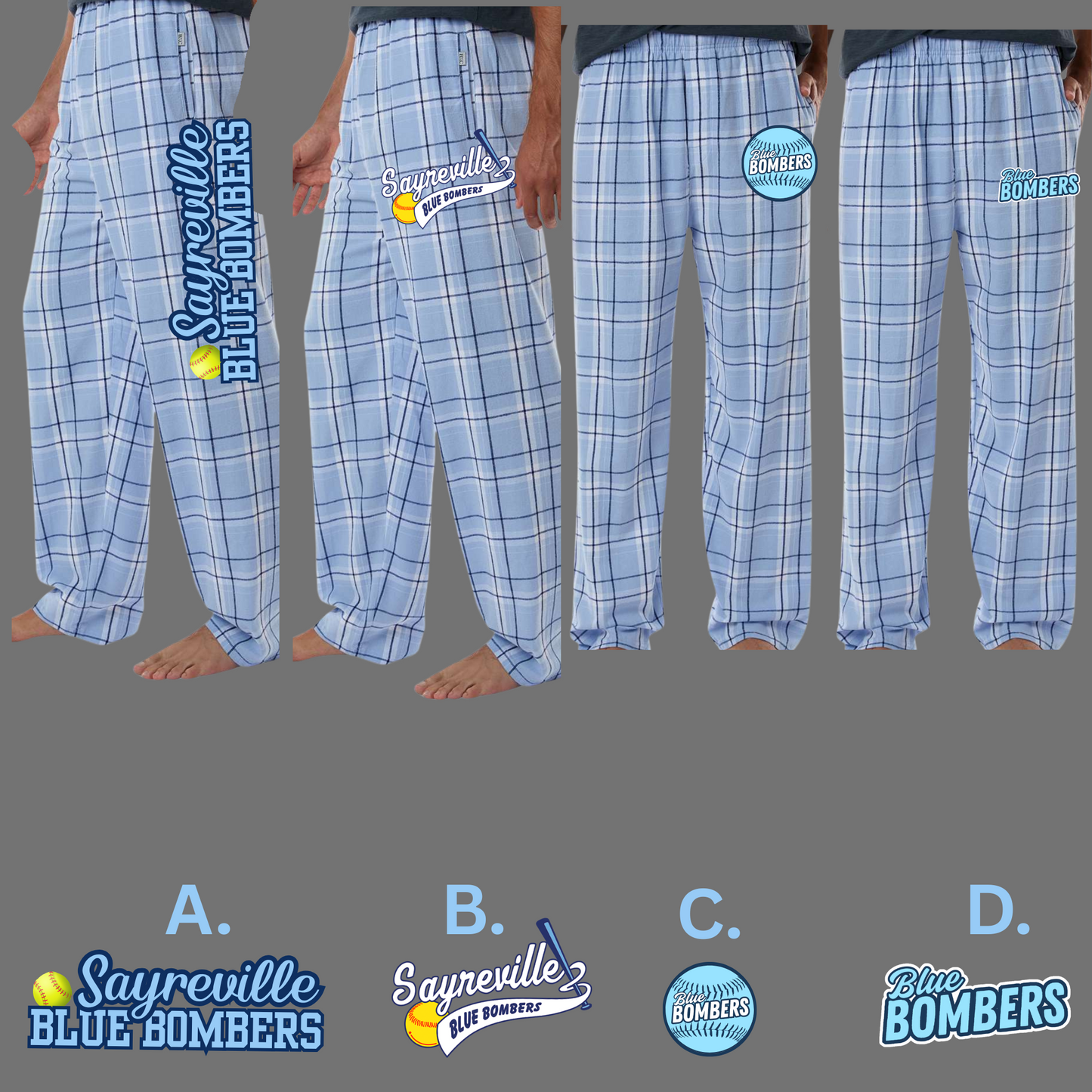Blue Bombers 024 -Fleece PJ Pants Unisex youth and adult - Boxcraft